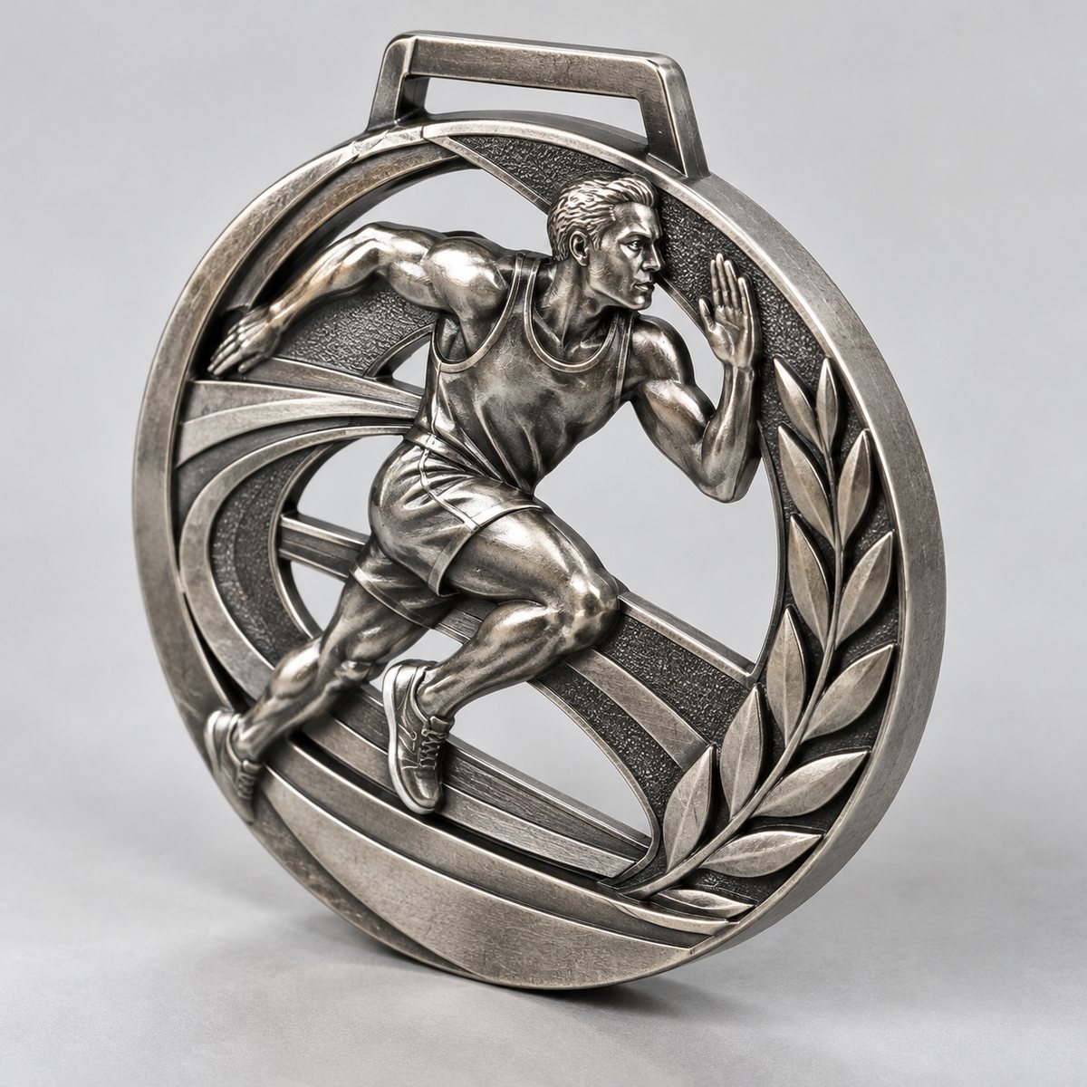 Die-cast zinc alloy medal with multi-level relief and cut-outs